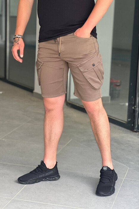 ONE COLOR POCKET MEN CARGO SHORTS CHOCOLATE/COKOLLATE 