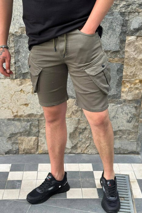 ONE COLOR POCKET MEN CARGO SHORTS GREEN/JESHILE 