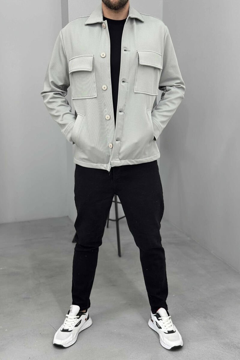 ONE COLOR POCKETS DETAIL MEN JACKET GREY/GRI - 1