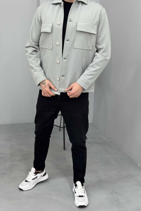 ONE COLOR POCKETS DETAIL MEN JACKET GREY/GRI - 4