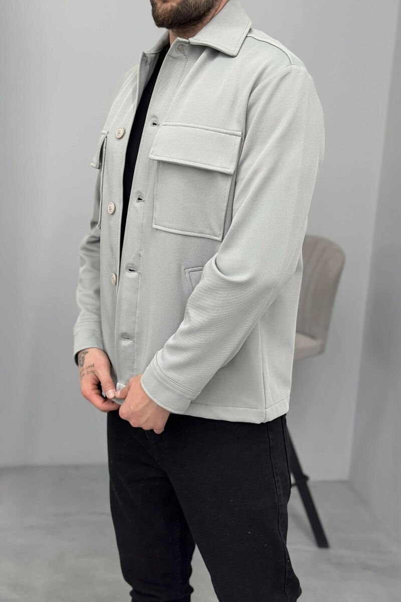 ONE COLOR POCKETS DETAIL MEN JACKET GREY/GRI - 5