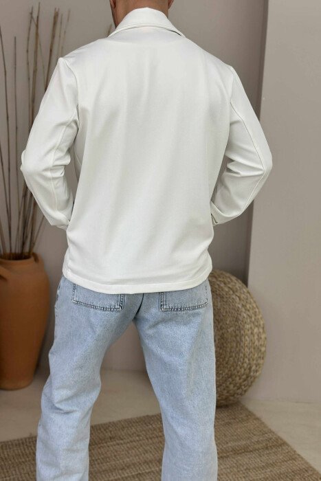 ONE COLOR POCKETS DETAIL MEN JACKET WHITE-E BARDHE - 2