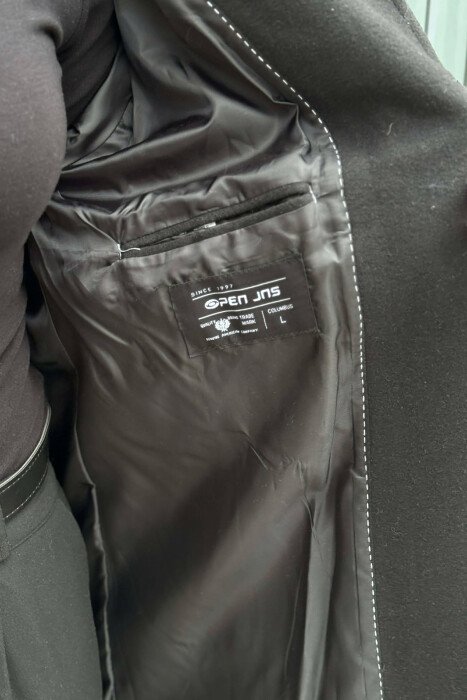 ONE COLOR POCKETS DETAILS WOMEN COAT BLACK/ E ZEZE - 5