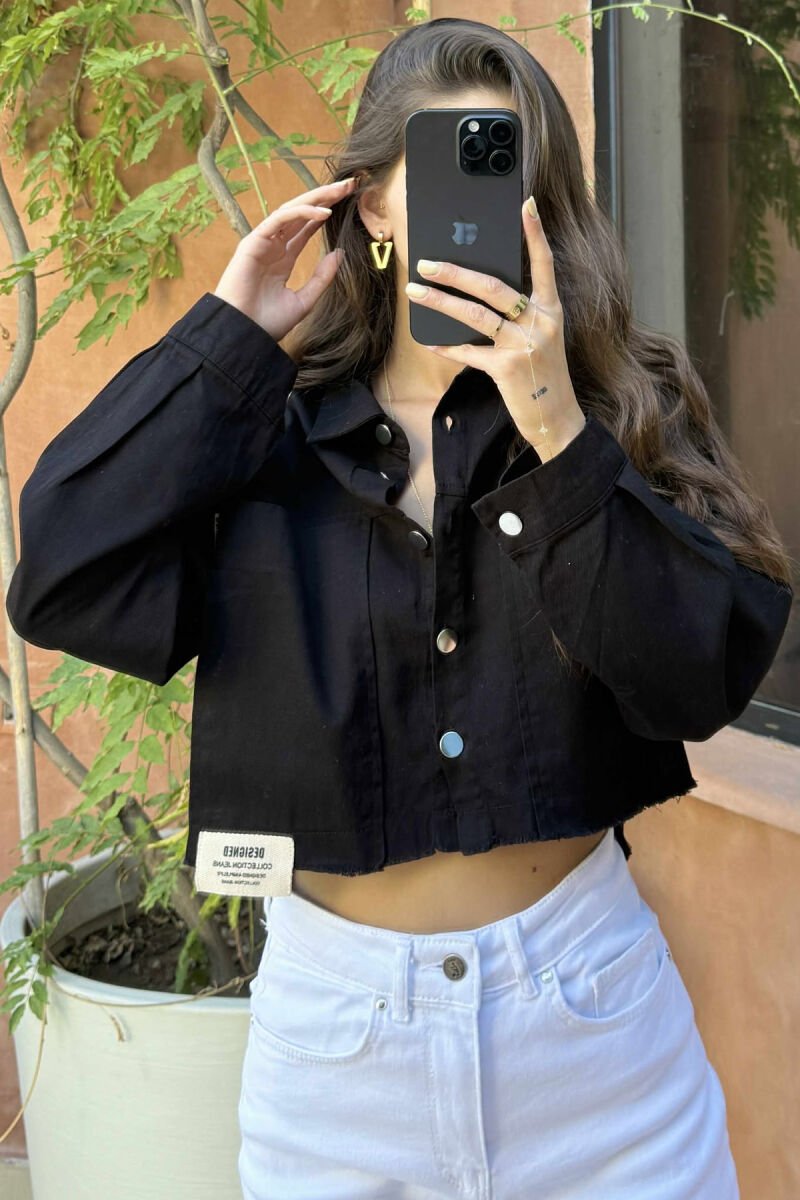 ONE COLOR POCKETS SIMPLE WOMEN SHIRT BLACK/ E ZEZE - 2