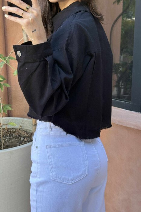 ONE COLOR POCKETS SIMPLE WOMEN SHIRT BLACK/ E ZEZE - 4