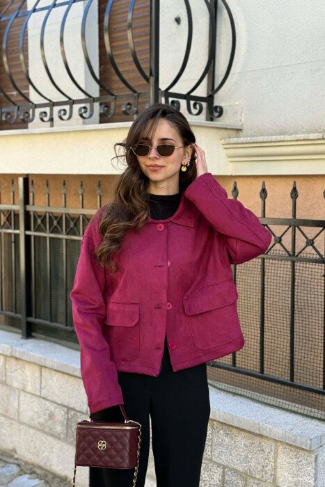 ONE COLOR POCKETS WOMEN JACKET PURPLE/LEJLA 
