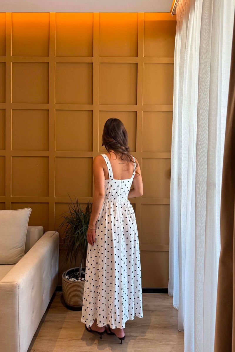 ONE COLOR POLKA DOTS WOMAN DRESS WHITE-E BARDHE - 4