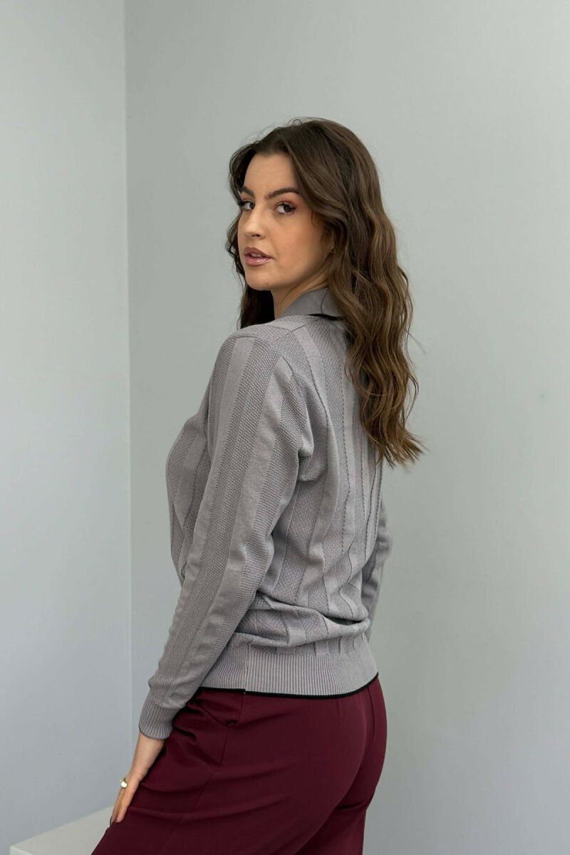 ONE COLOR POLO NECK WOMEN SWEATER GREY/GRI - 3