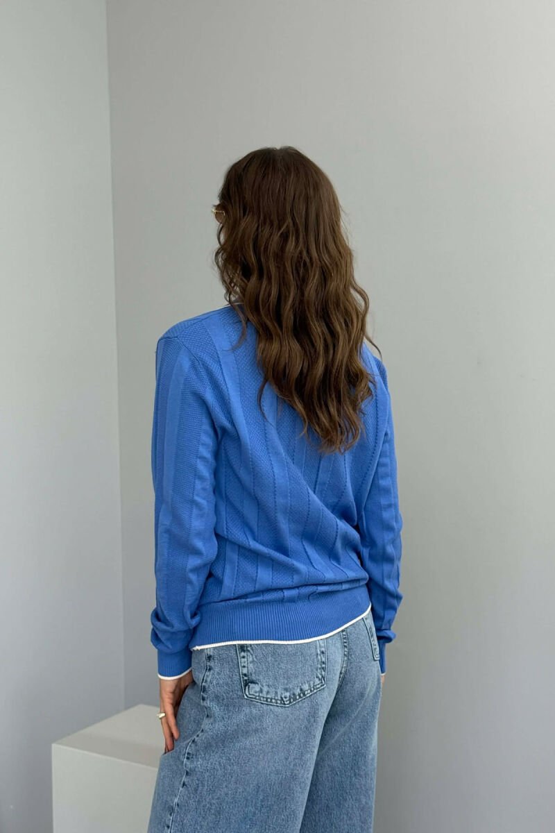 ONE COLOR POLO NECK WOMEN SWEATER LIGHTBLUE/BZ - 5