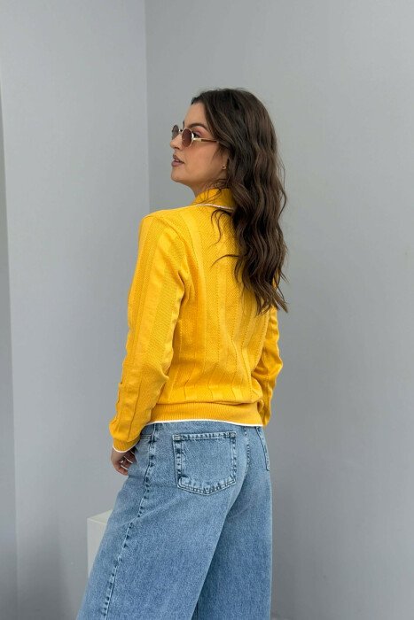 ONE COLOR POLO NECK WOMEN SWEATER YELLOW/E VERDHE - 2