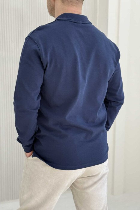 ONE COLOR POLO NECK MEN SWEATSHIRT BLUE/BLU - 4