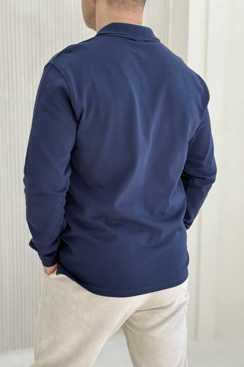 ONE COLOR POLO NECK MEN SWEATSHIRT BLUE/BLU - 4