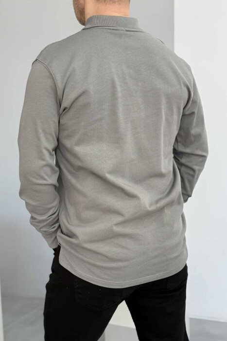 ONE COLOR POLO NECK MEN SWEATSHIRT GREY/GRI - 2