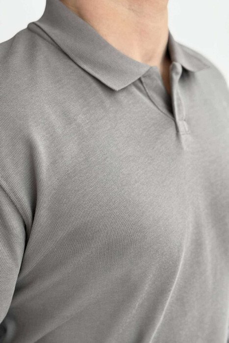 ONE COLOR POLO NECK MEN SWEATSHIRT GREY/GRI - 4