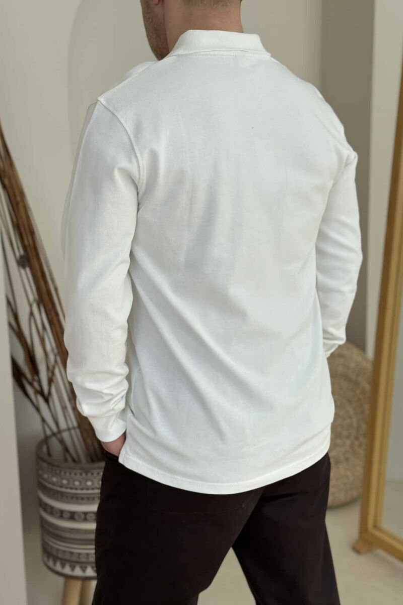 ONE COLOR POLO NECK MEN SWEATSHIRT WHITE-E BARDHE - 4