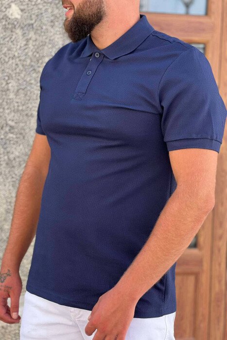T-SHIRT NJË NGJYRESHE PËR MESHKUJ NË NGJYRË BLU - KLAUDIO FASHION