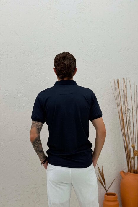 ONE COLOR POLO NECK MEN T-SHIRT BLUE/BLU - 2