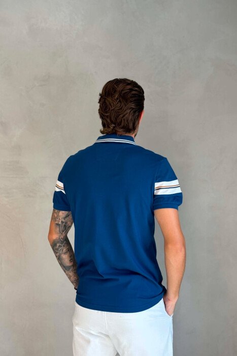 ONE COLOR POLO NECK MEN T-SHIRT BLUE/BLU - 4