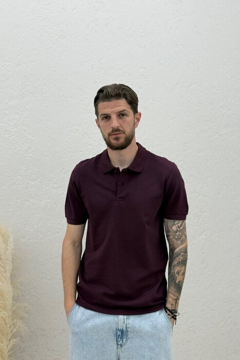 T-SHIRT NJE NGJYRESH ME JAKE POLO PER MESHKUJ NE NGJYRE VISHNJE - KLAUDIO FASHION