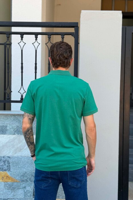 ONE COLOR POLO NECK MEN T-SHIRT GREEN/JESHILE - 3