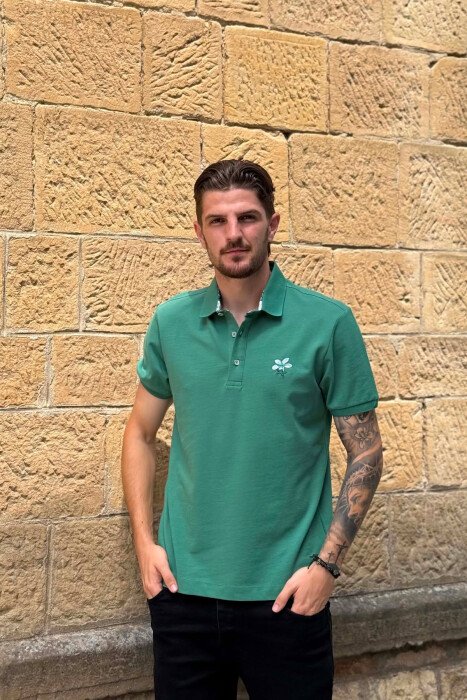 ONE COLOR POLO NECK MEN T-SHIRT GREEN/JESHILE 