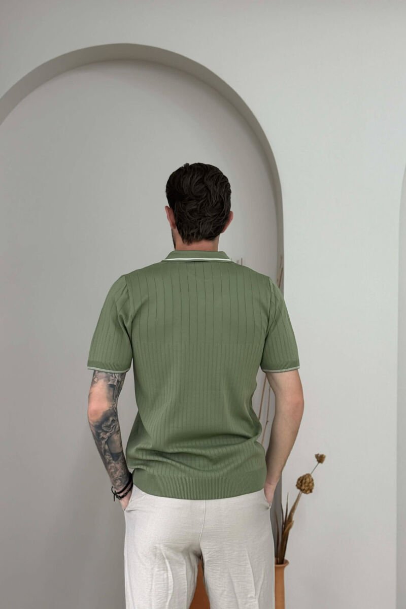 ONE COLOR POLO NECK MEN T-SHIRT GREEN/JESHILE - 2