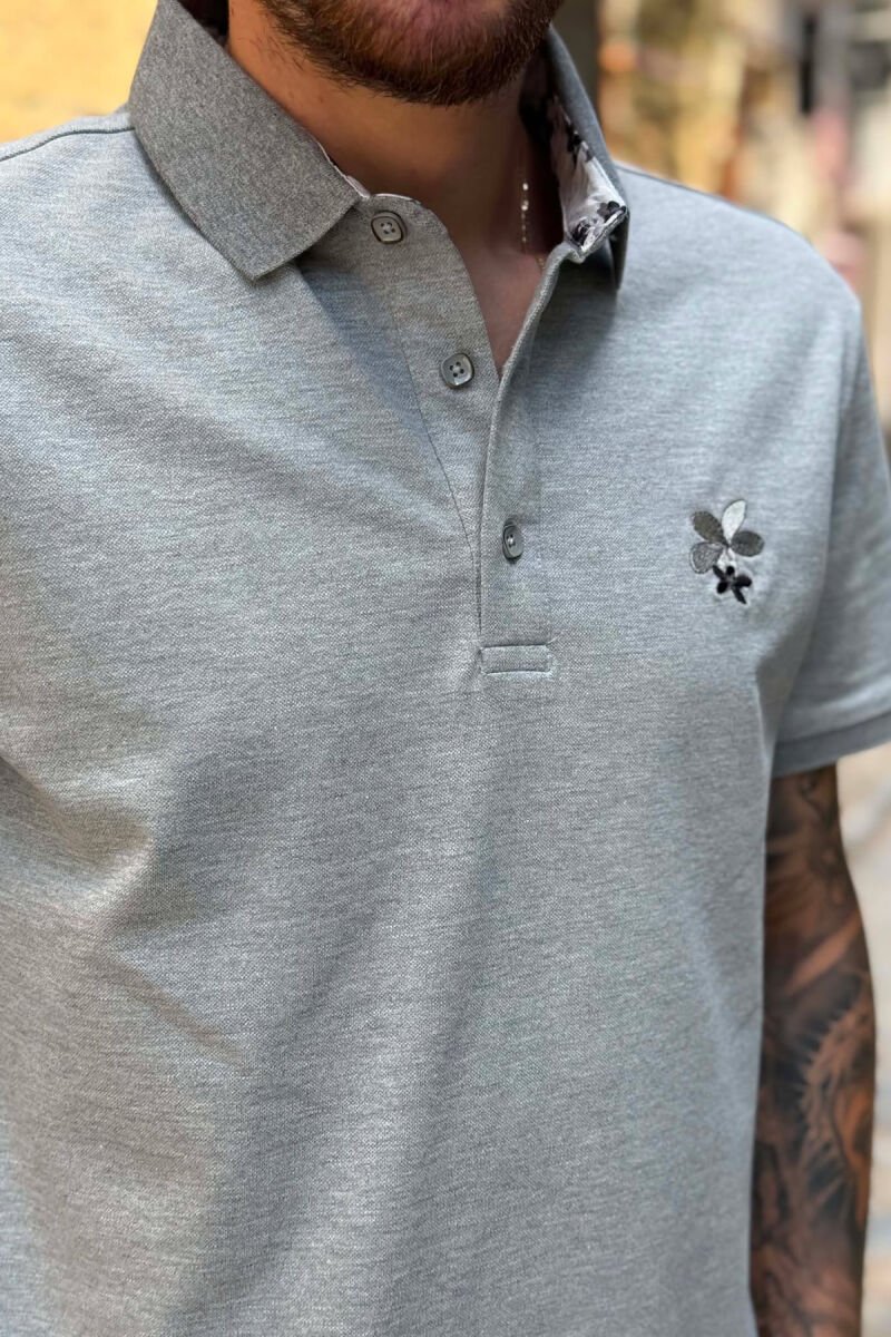 ONE COLOR POLO NECK MEN T-SHIRT GREY/GRI - 2