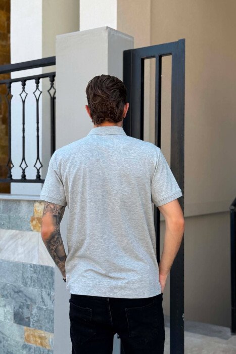 ONE COLOR POLO NECK MEN T-SHIRT LIGHT GREY/GZ - 2