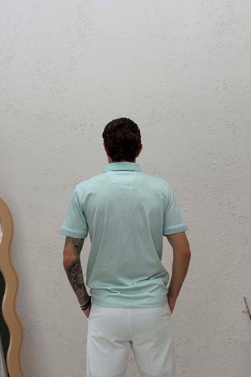 ONE COLOR POLO NECK MEN T-SHIRT MINT/MENTE - 4