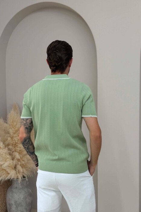 ONE COLOR POLO NECK MEN T-SHIRT MINT/MENTE - 4