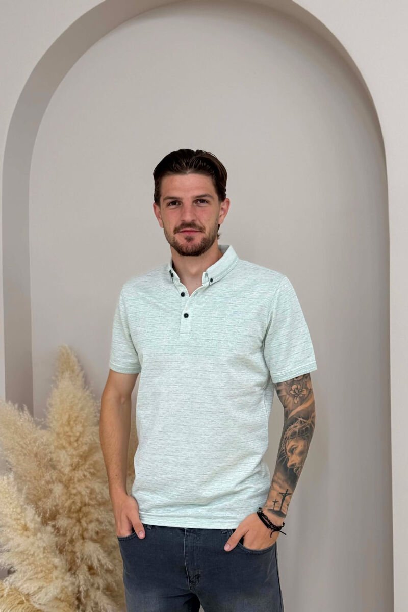ONE COLOR POLO NECK MEN T-SHIRT MINT/MENTE - 1