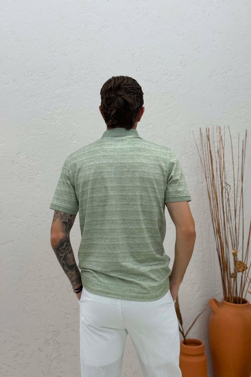 ONE COLOR POLO NECK MEN T-SHIRT MINT/MENTE - 2