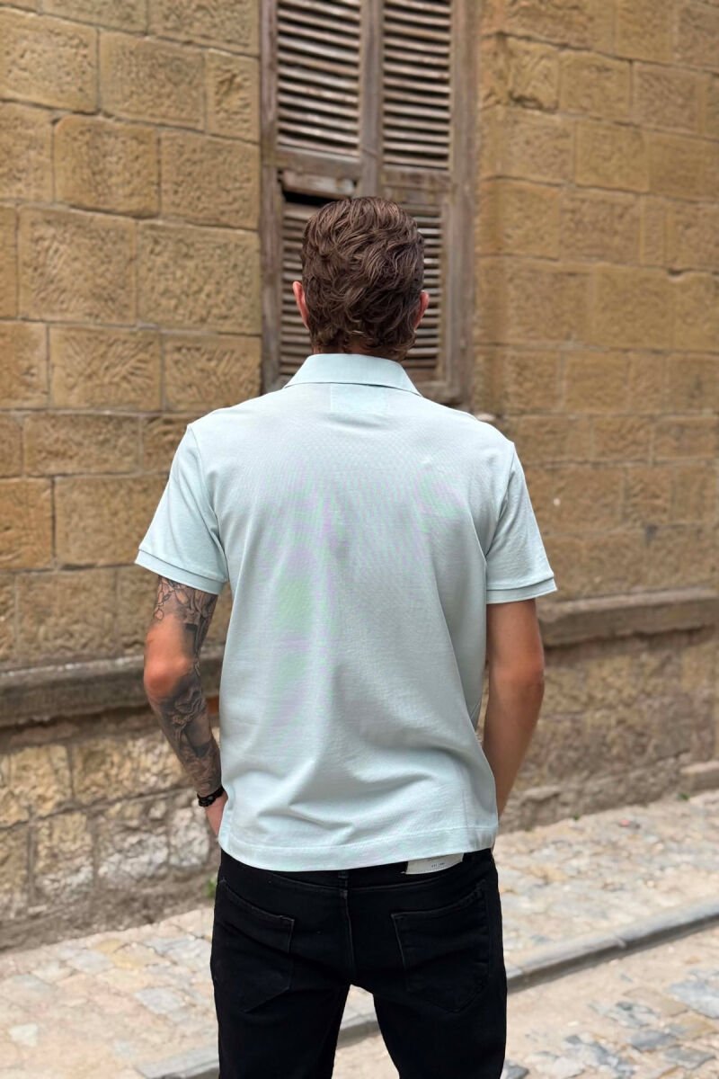 ONE COLOR POLO NECK MEN T-SHIRT MINT/MENTE - 2