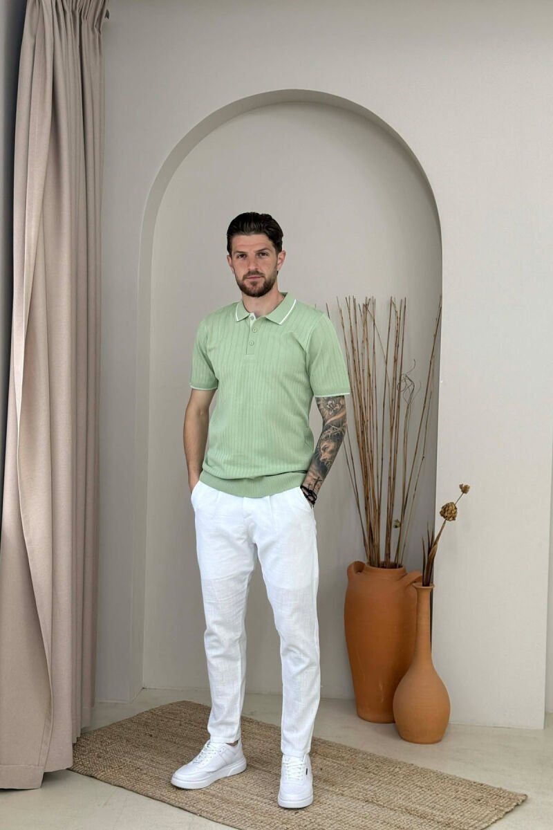 ONE COLOR POLO NECK MEN T-SHIRT MINT/MENTE - 2
