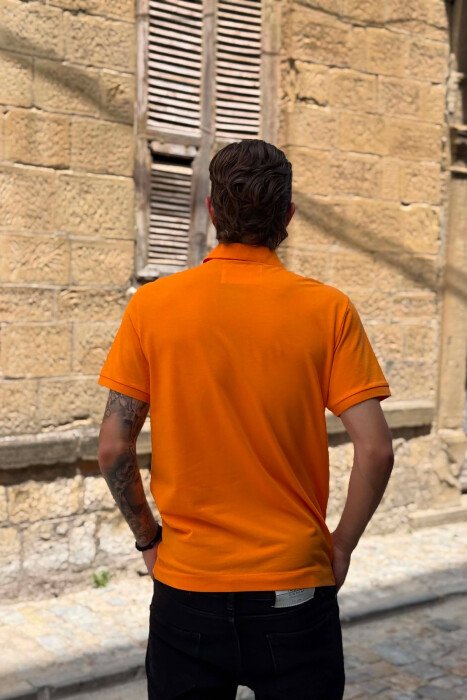 ONE COLOR POLO NECK MEN T-SHIRT ORANGE/PORTOKALLI - 3