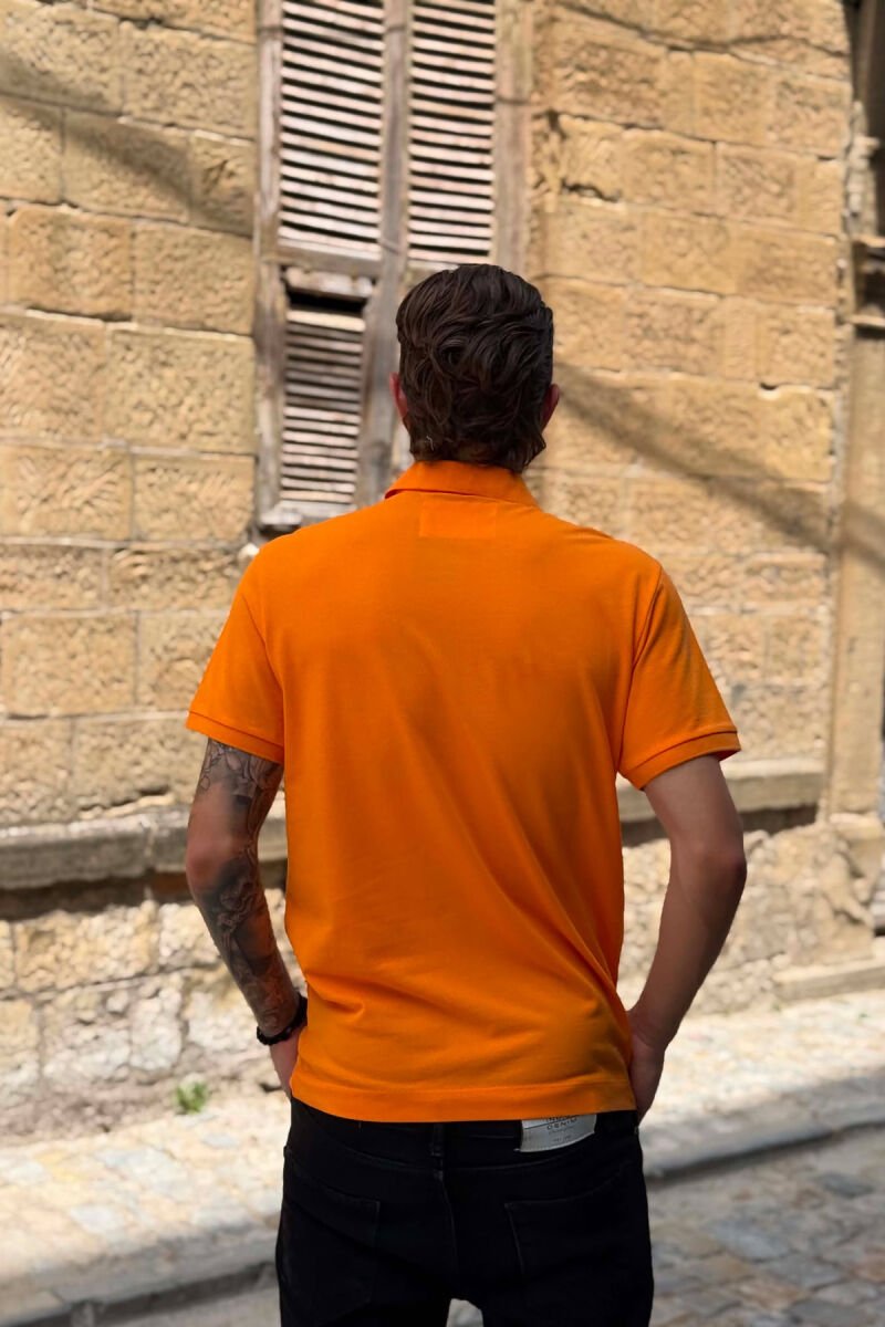 ONE COLOR POLO NECK MEN T-SHIRT ORANGE/PORTOKALLI - 3