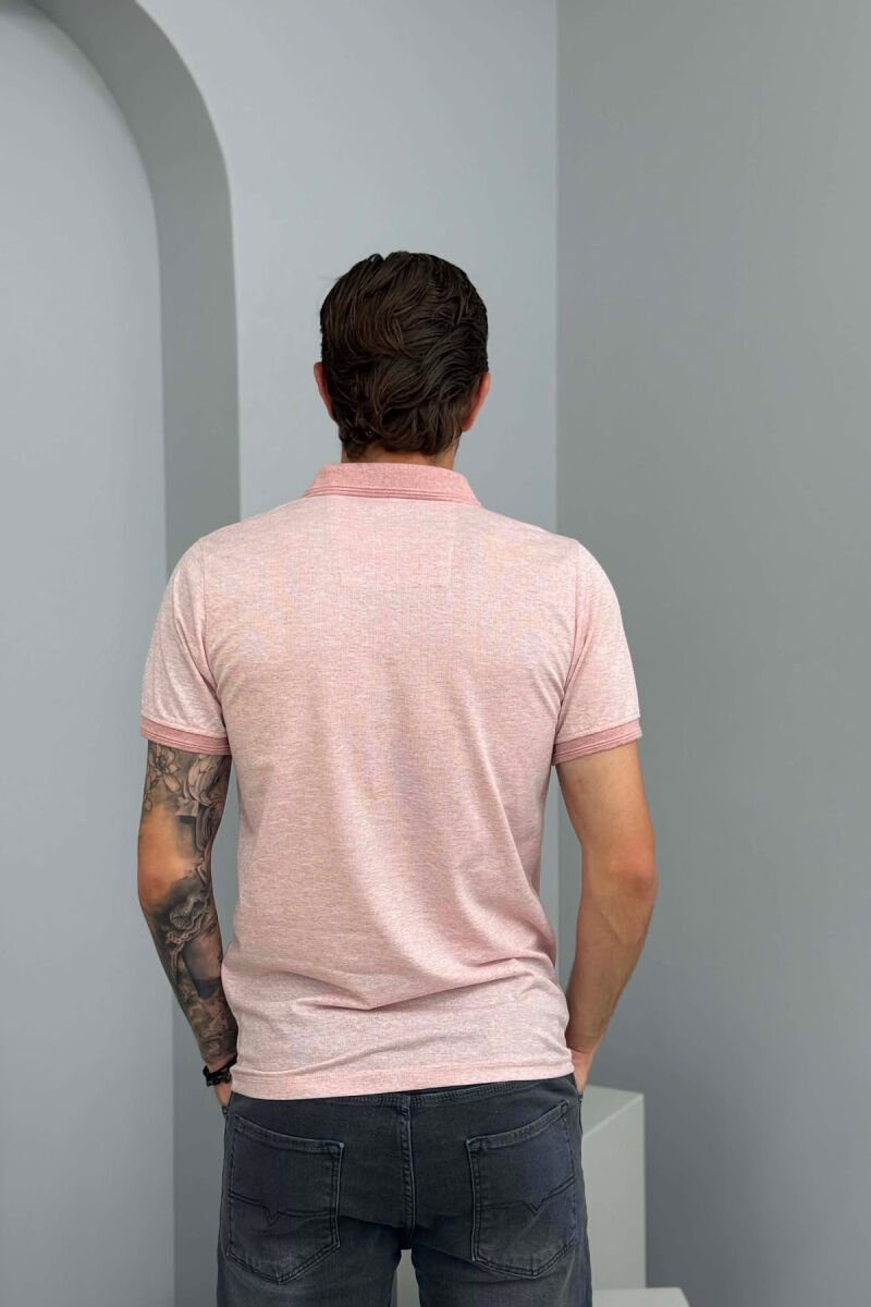 ONE COLOR POLO NECK MEN T-SHIRT POWDER/PUDER - 4