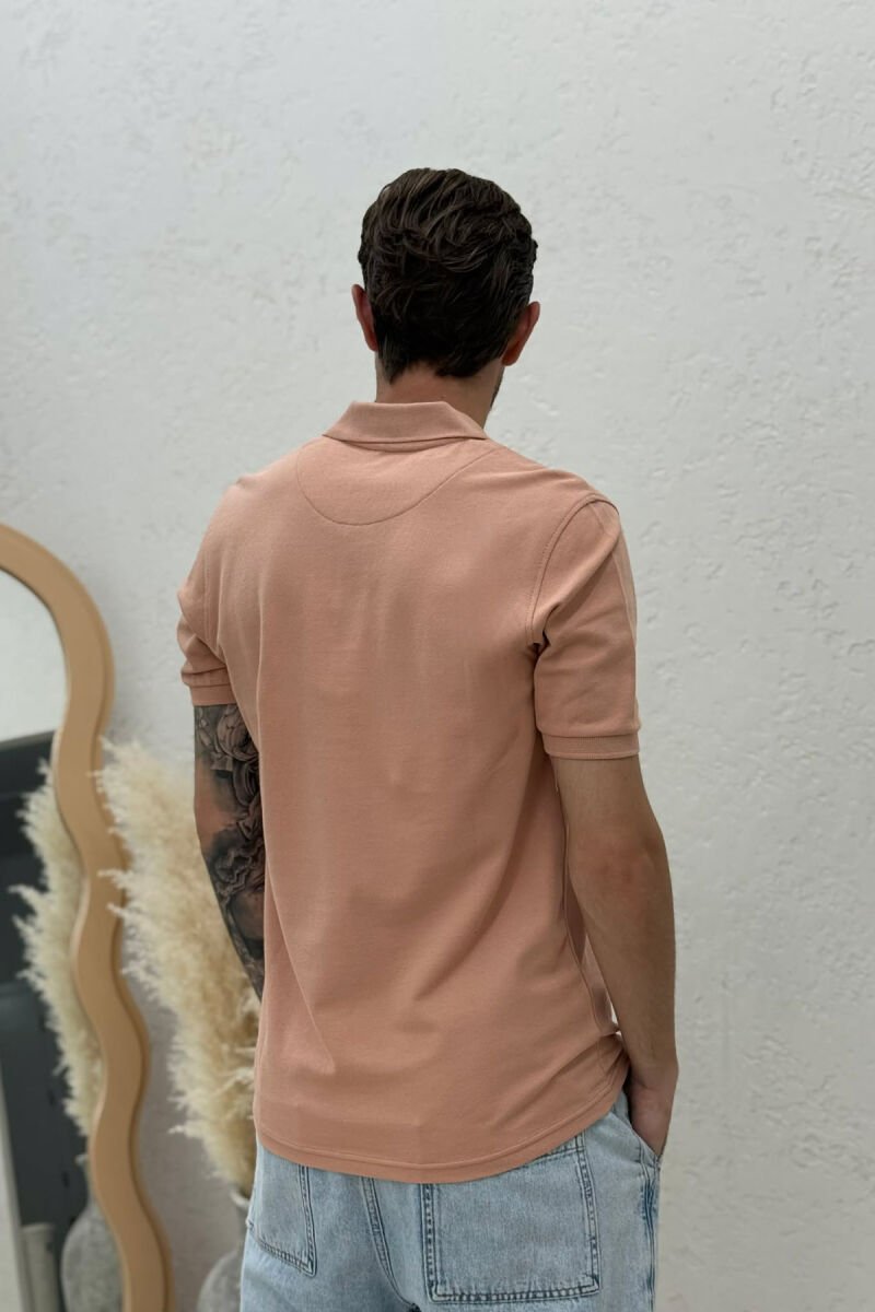 ONE COLOR POLO NECK MEN T-SHIRT POWDER/PUDER - 2