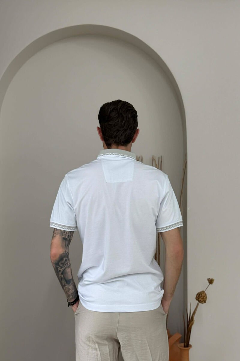 ONE COLOR POLO NECK MEN T-SHIRT WHITE-E BARDHE - 2