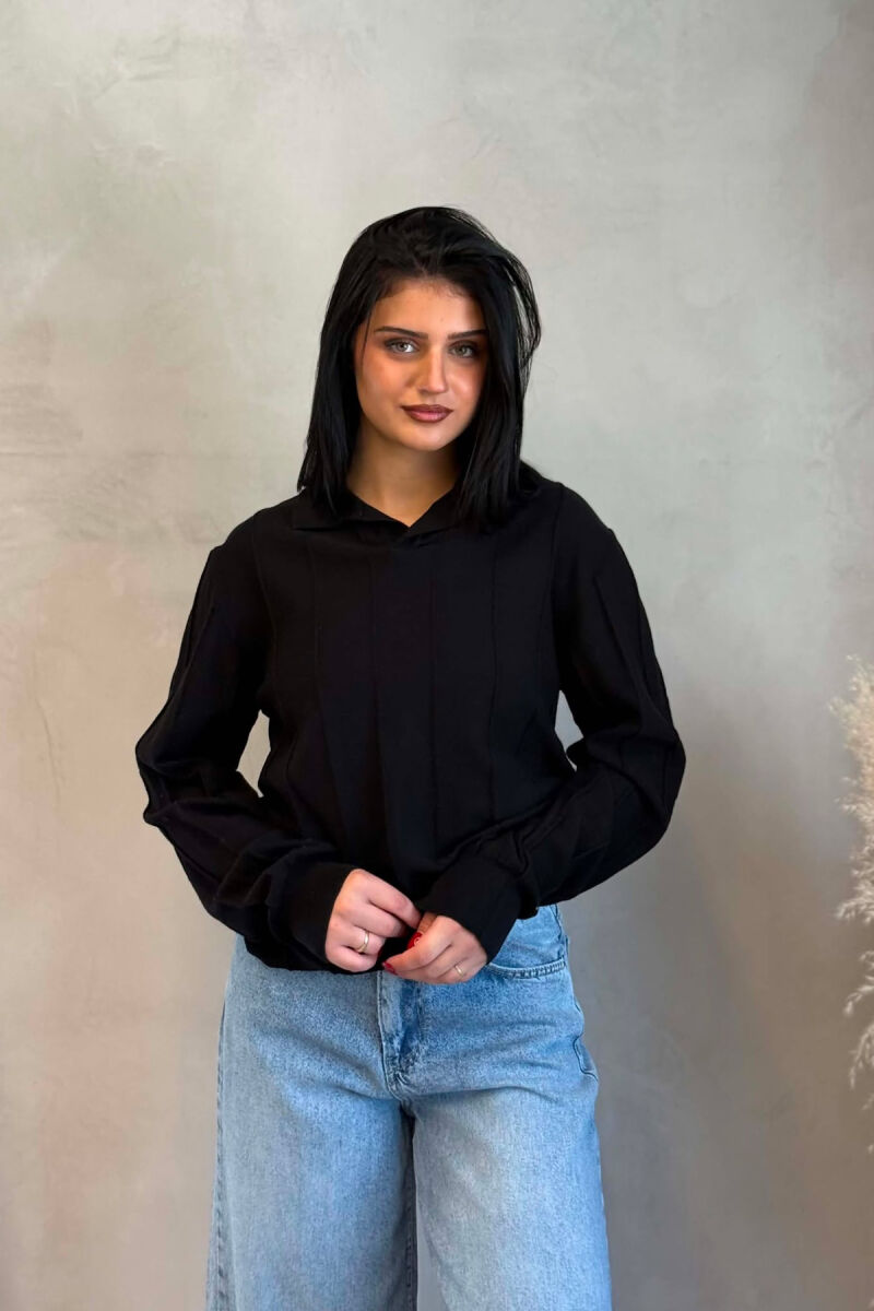 ONE COLOR POLO NECK WOMAN SWEATER BLACK/ E ZEZE - 6