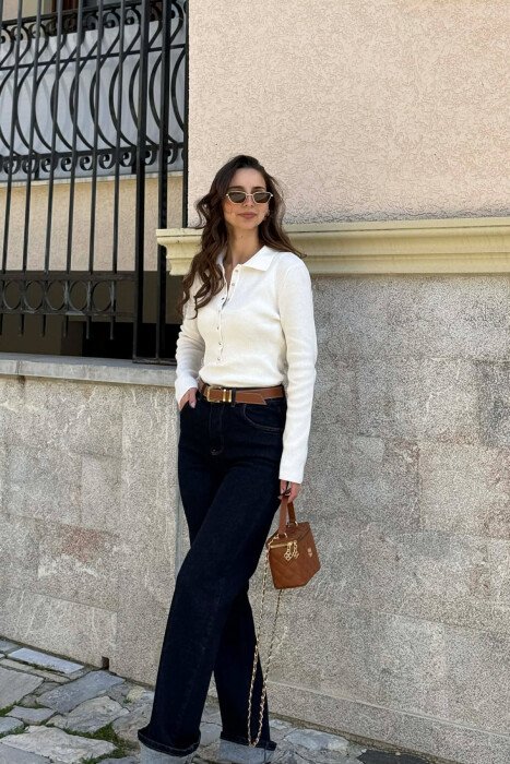 ONE COLOR POLO NECK WOMAN SWEATER WHITE-E BARDHE - 2