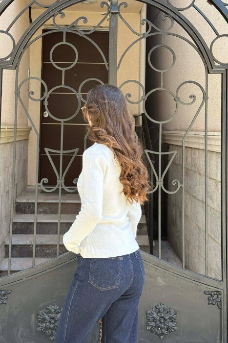 ONE COLOR POLO NECK WOMAN SWEATER WHITE-E BARDHE - 6