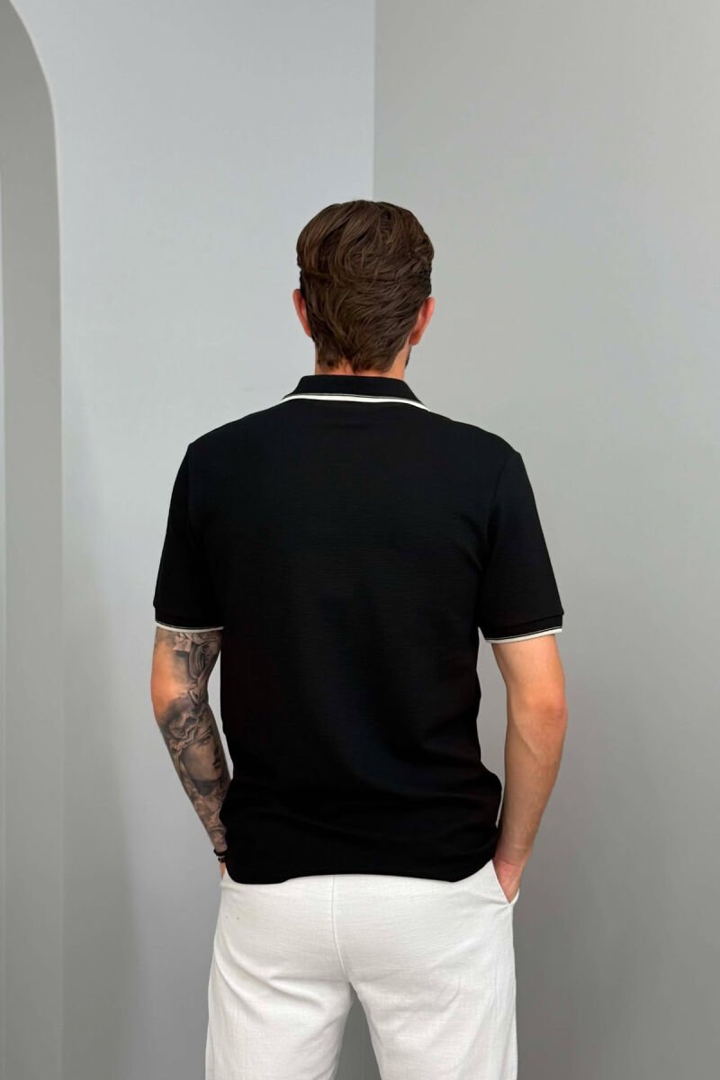 ONE COLOR POLO NECK MEN T-SHIRT BLACK/ E ZEZE - 2