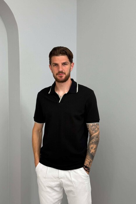 T-SHIRT NJE NGJYRESH ME JAKE POLO PER MESHKUJ NE NGJYRE TE ZEZE 