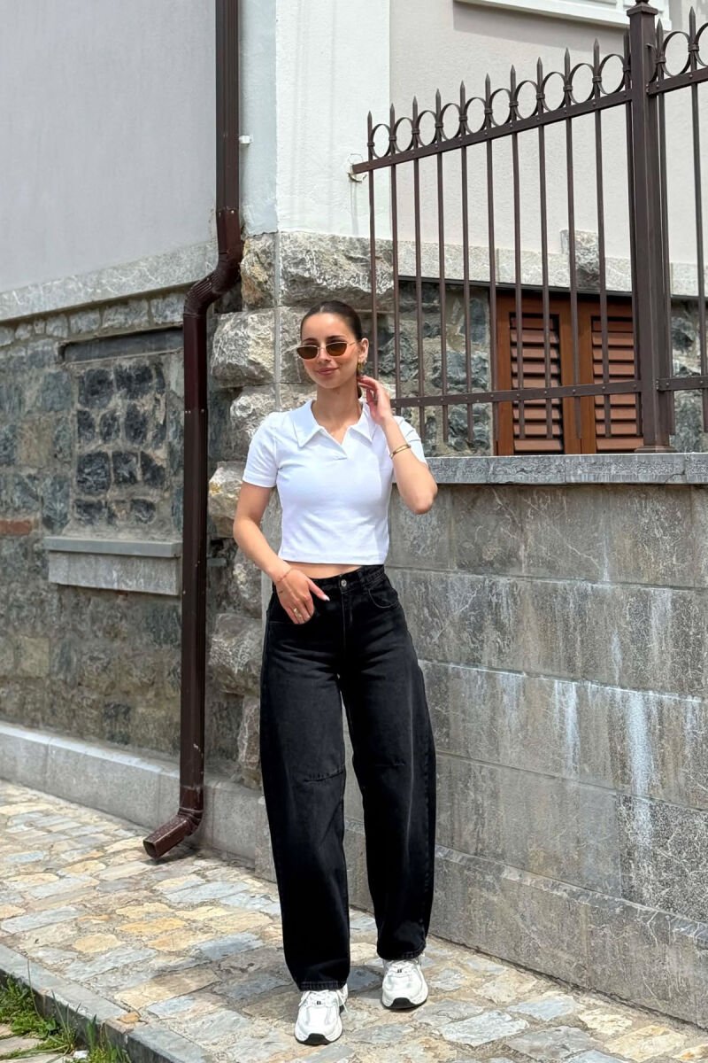 ONE COLOR POLO NECK WOMAN T-SHIRT WHITE-E BARDHE - 2