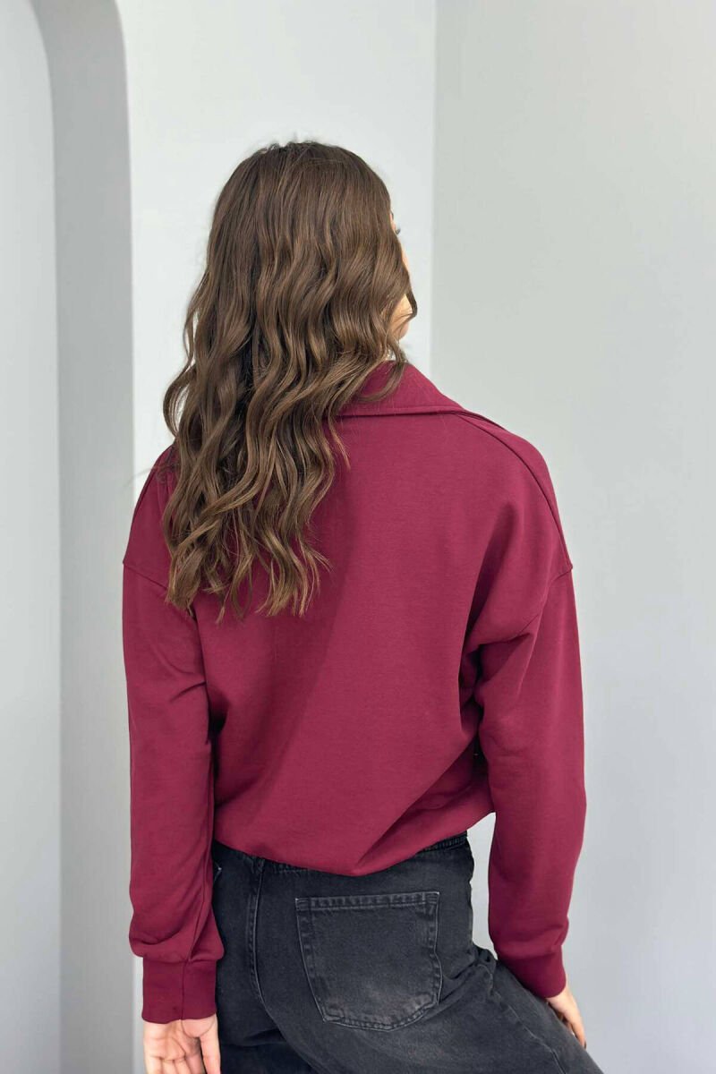 ONE COLOR POLO NECK WOMEN BLOUSE BURGUNDY/VISHNJE - 3
