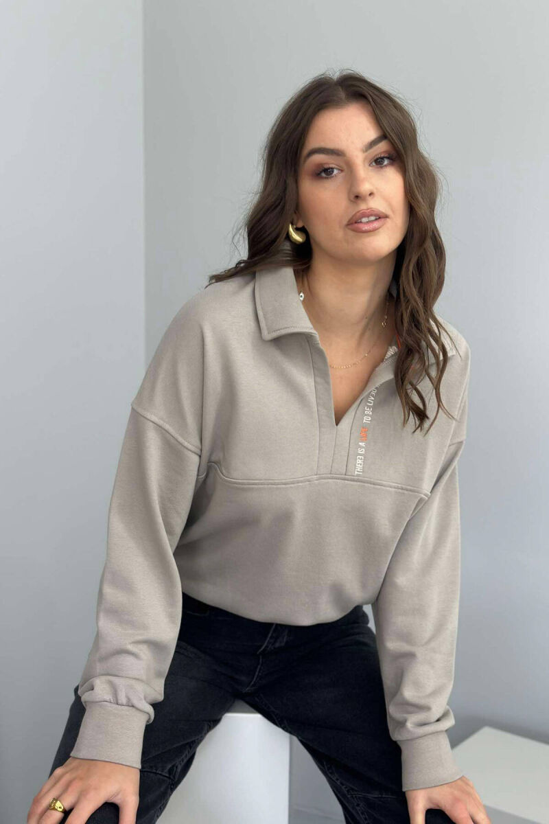 ONE COLOR POLO NECK WOMEN BLOUSE GREY/GRI - 1