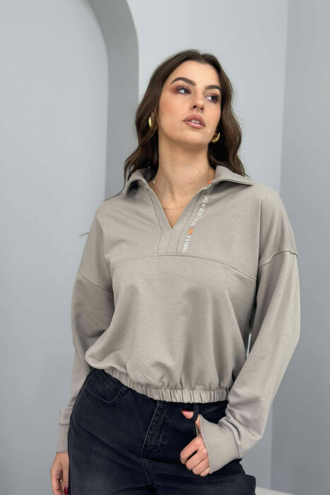 ONE COLOR POLO NECK WOMEN BLOUSE GREY/GRI - 3