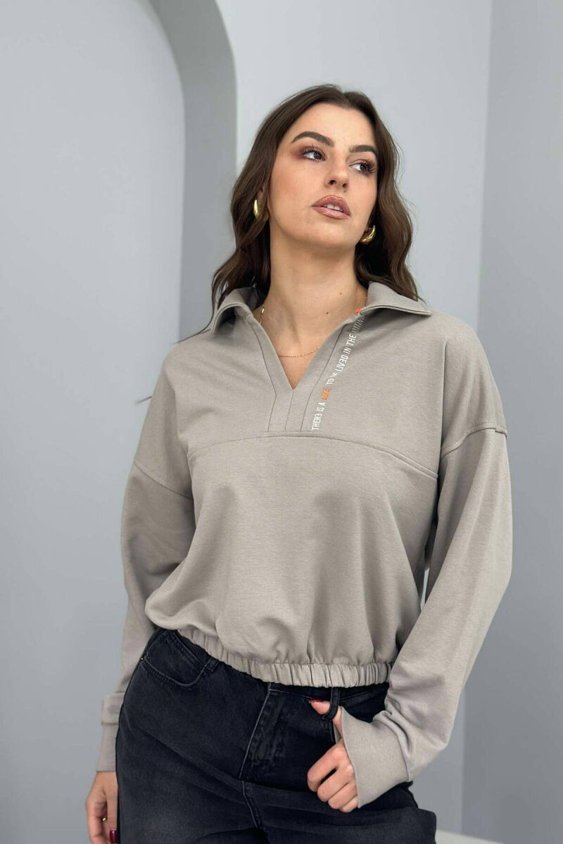 ONE COLOR POLO NECK WOMEN BLOUSE GREY/GRI - 3