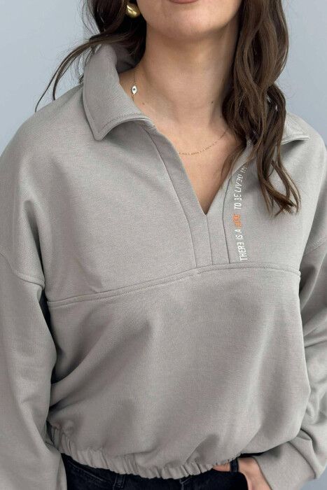 ONE COLOR POLO NECK WOMEN BLOUSE GREY/GRI - 4